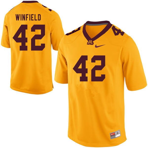 Men #42 Austin Winfield Minnesota Golden Gophers College Football Jerseys Sale-Yellow - Click Image to Close